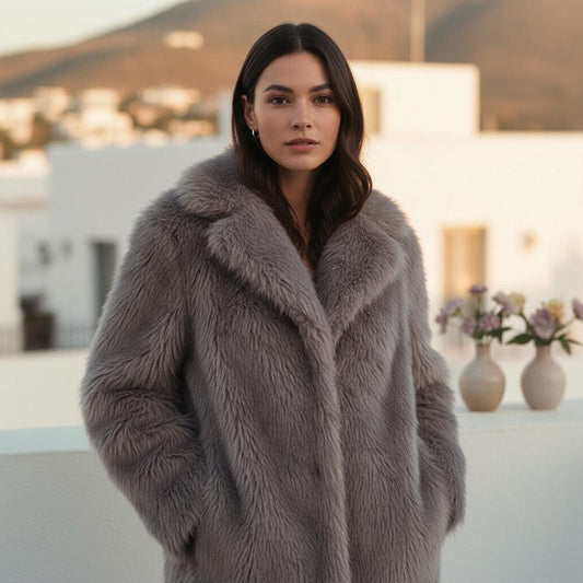 La Vire - Talen | Langärmliges Plüschiges Maxikleid