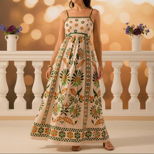 La Vire - Coven | Ärmelloses Gemustertes Maxikleid