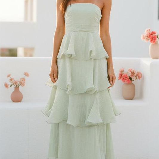 La Vire - Midar | Trägerloses Gestuftes Sommerkleid