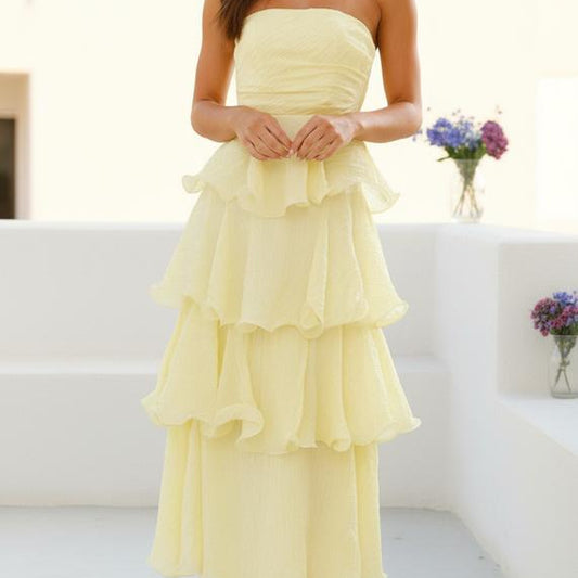 La Vire - Midar | Trägerloses Gestuftes Sommerkleid