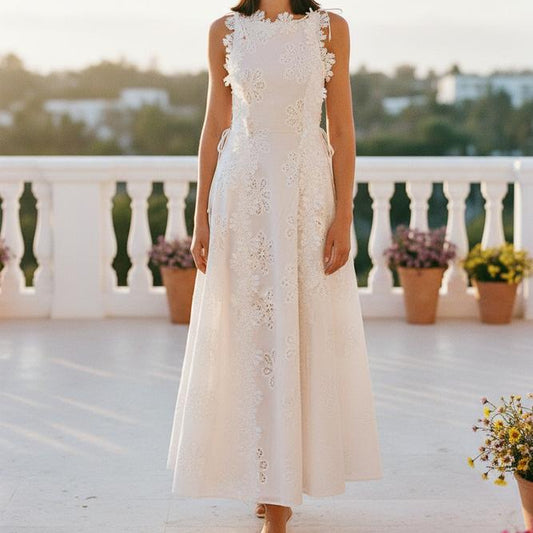 La Vire - Nezan | Ärmelloses Besticktes Midikleid