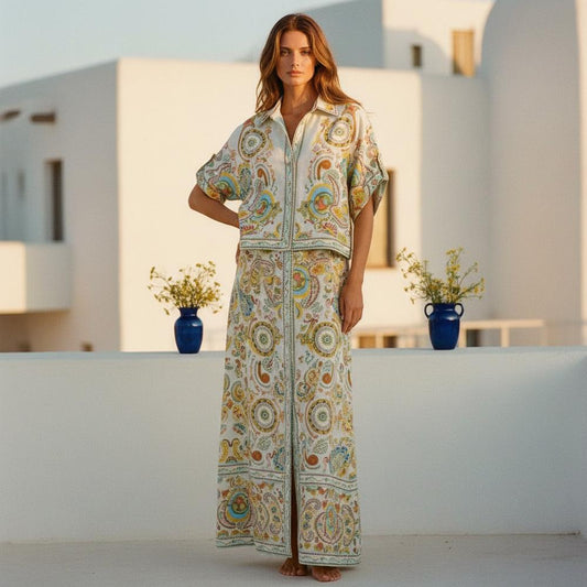 La Vire - Selar | Kurzärmliges Gemustertes Sommerkleid